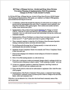 Thumbnail image of the first page of the Minnesota Department of Human Services Alcohol and Drug Abuse Division Prevention Planning and Implementation Programming Changes Report