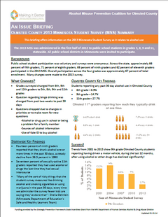 Thumbnail image of Olmsted County 2013 Minnesota Student Survey Issue Brief